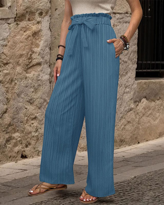 Pantalon élastique noué en feuille de lotus