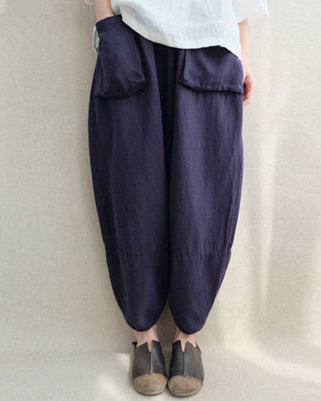 Pantalon sarouel d'automne en coton et lin