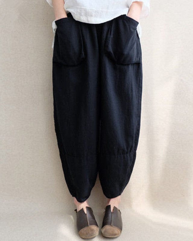 Pantalon sarouel d'automne en coton et lin