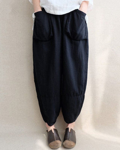 Pantalon sarouel d'automne en coton et lin