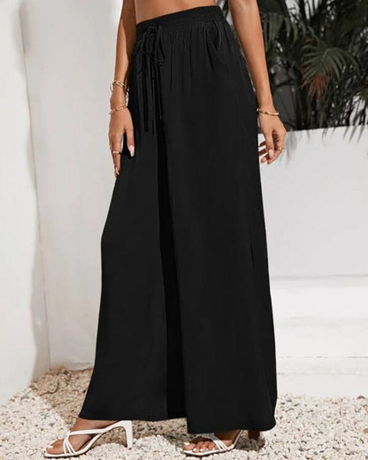 Pantalon large à cordon élastique