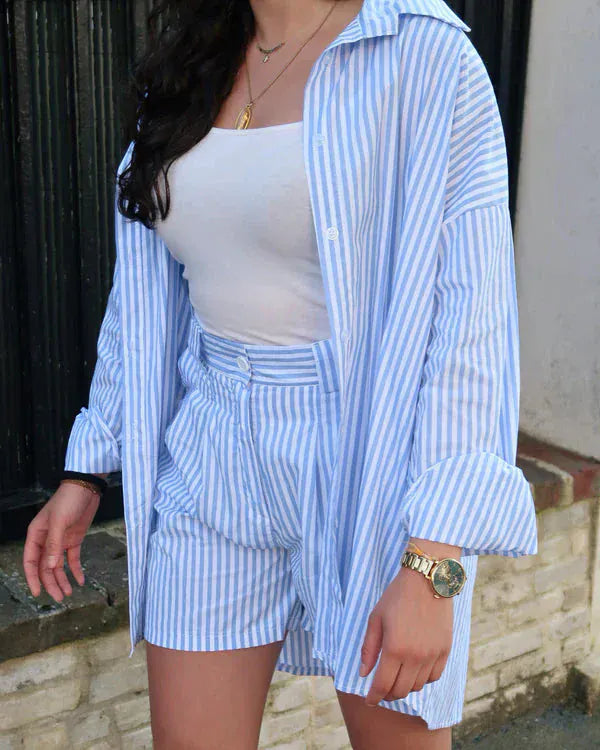 Ensemble d'été rayé pour femme