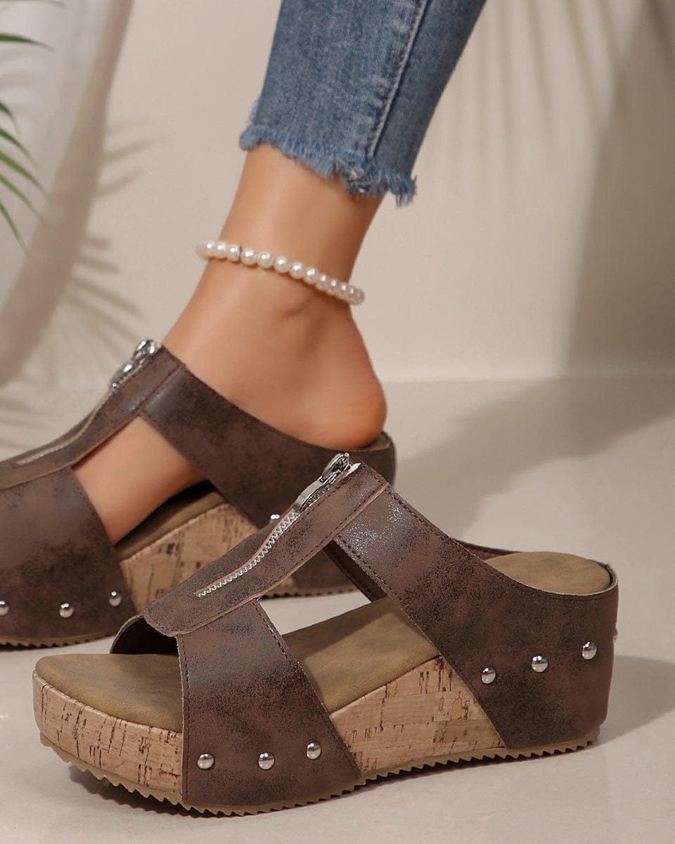 Sandale compensée à bout ouvert