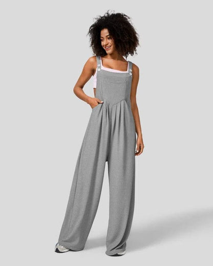 Combinaison à jambes larges avec bretelles