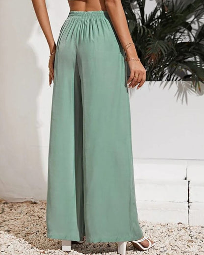 Pantalon large à cordon élastique