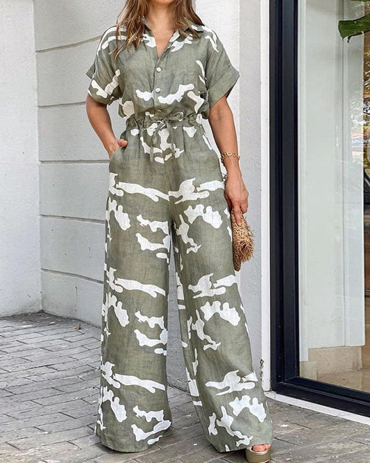 Combinaison tendance avec col polo imprimé